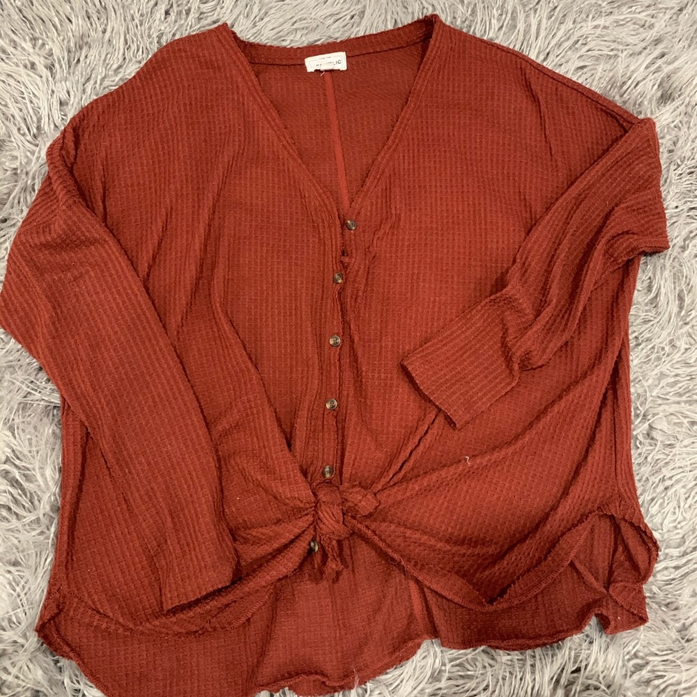Maroon  button up sweater